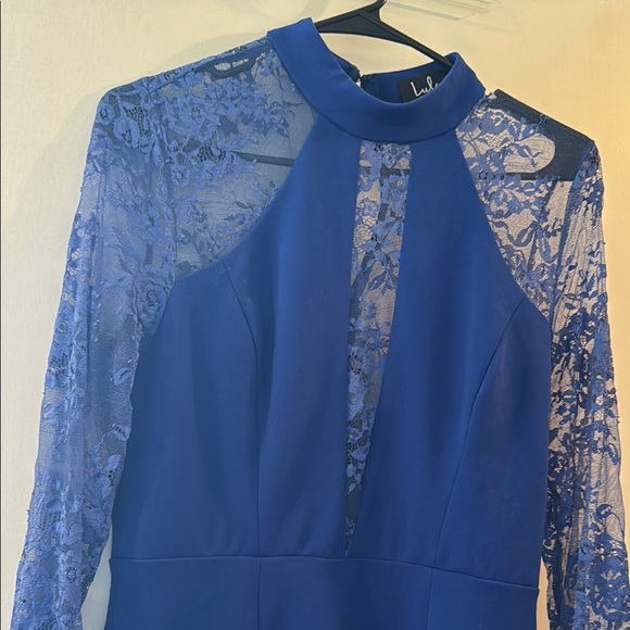 Lulu's Blue Sheath Dress with Bishop Sleeves - Picture 3 of 5